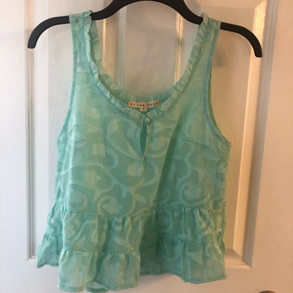 BLUSH NOIR MINT LIGHT BLUE PEPLUM CROP TOP MINT SIZE SMALL